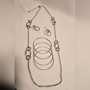 SilverTone Necklace, Earring and Bangle Set